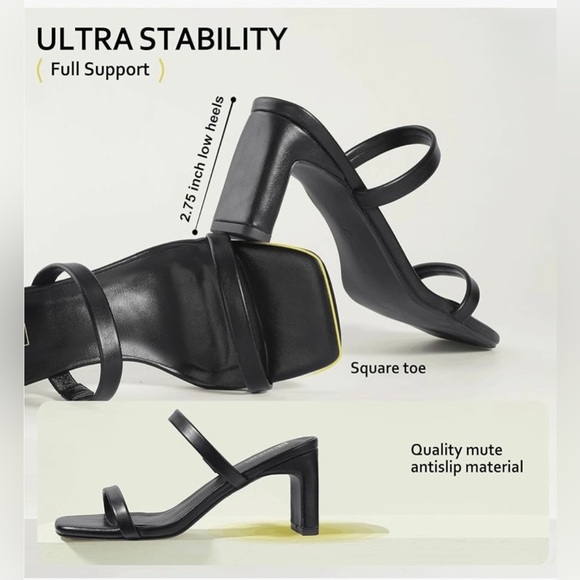 NEW IDIFU Women’s Chunky Heel Low Square Toe Block Heel Slip Ons Black Size 9.5 - Picture 2 of 8